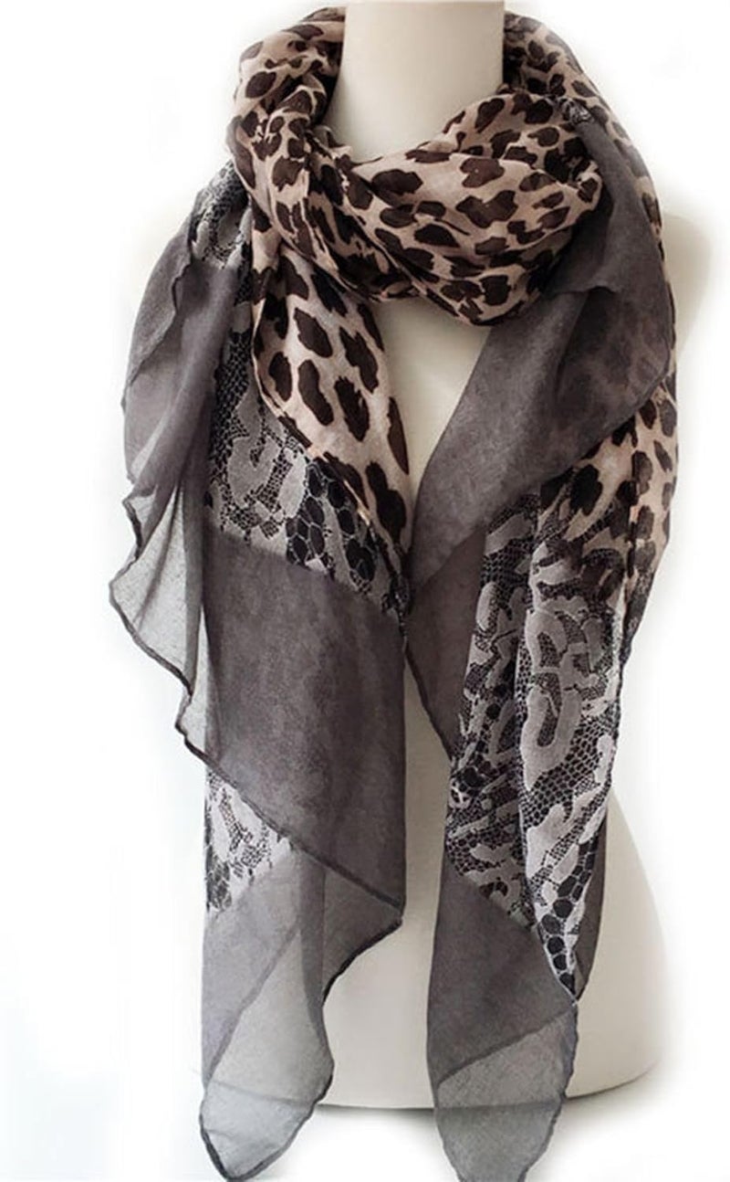 VJHX Leopard Print Shawls and Wraps for Womens Cheetah Hijab Scarf Voile Sheer Beach Scarves Sunscreen Head Shawl - Image 2